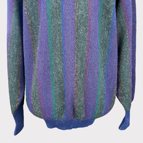 Peruvian Connection Women's 100% Alpaca Cardigan Purple Green Sweater Size M - Picture 6 of 16